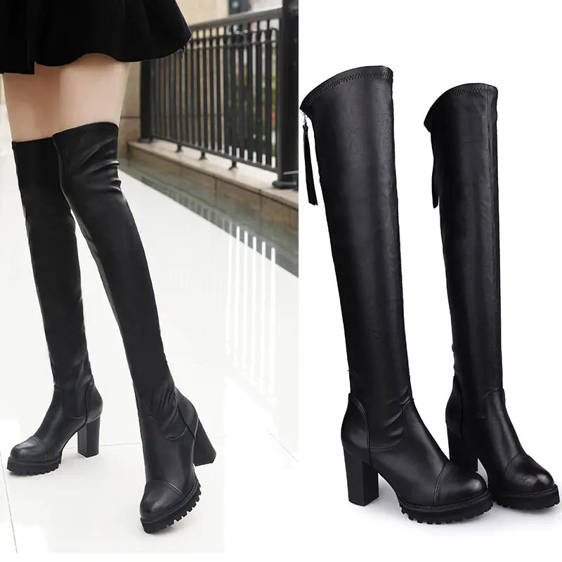 Winter Over-the-Knee High Heels Stretch Boots for Women