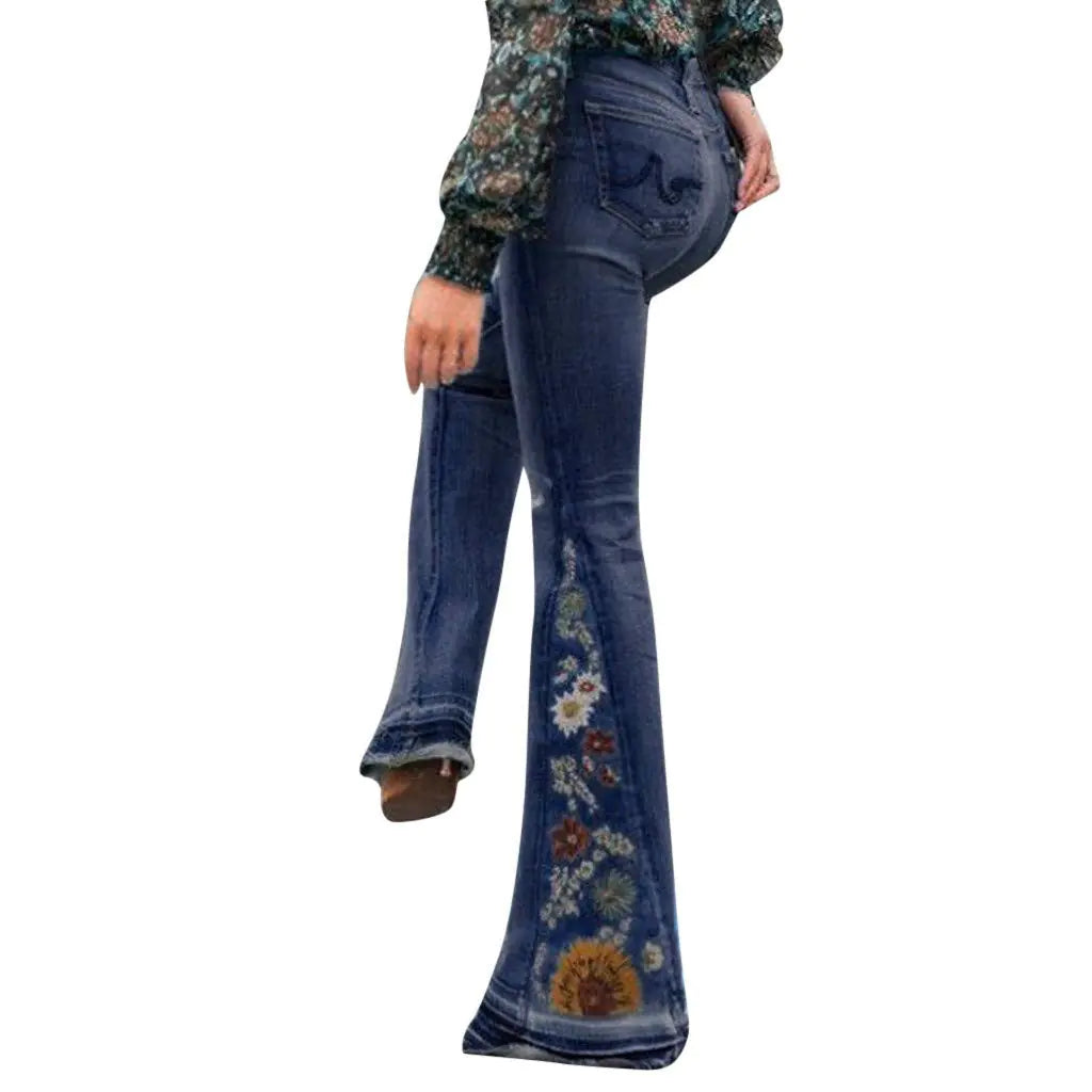 Bell Bottom Jeans for Women 70s Goth Jeans Mexican Jeans Flared Jeans for Women Flare Jeans High Waisted Bootcut Jeans for Women Flare Jeans Y2k Plus Size Flare Jeans (Dark BlueS)