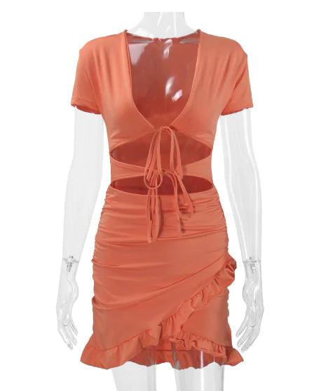 Summer Short Sleeve Neon Lace Dress for Women