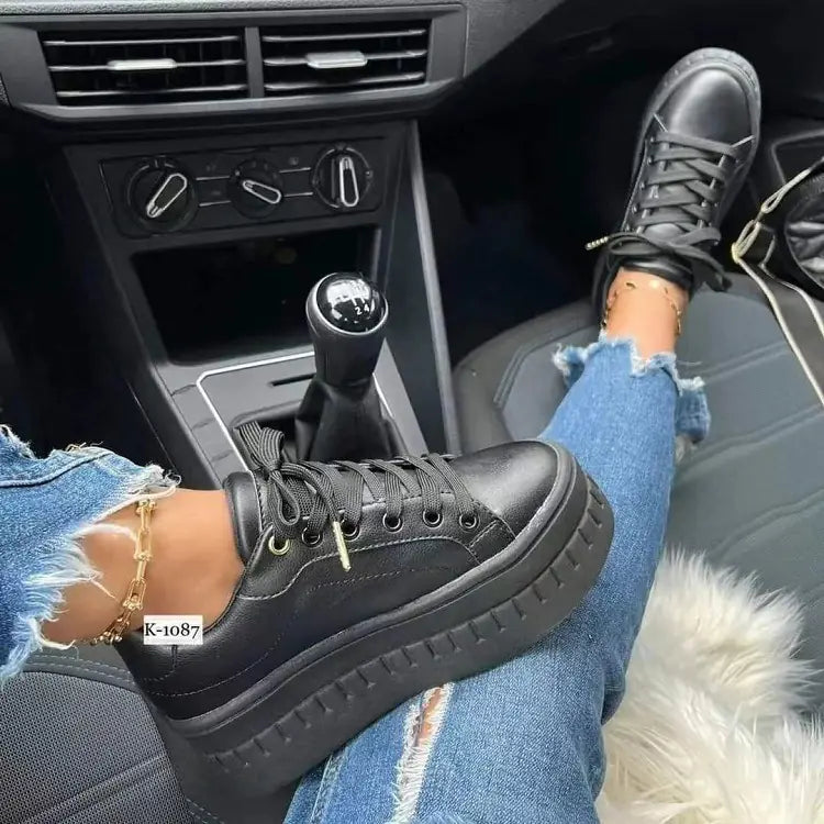 Trendy Platform Lace-Up Sneakers for Women (Casual)