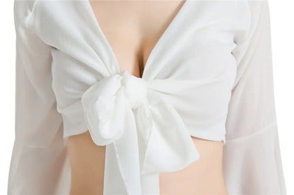 Spring Collection White Chiffon V-Neck Blouse