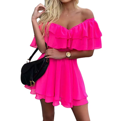 FC971 Summer 2023 Off-Shoulder Ruffle Mini Dress