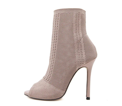 Knitted Open-Toe High Heels for Women, Fall Collection