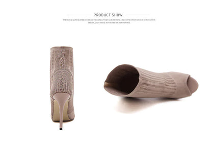 Knitted Open-Toe High Heels for Women, Fall Collection