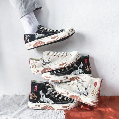 Chinese Style High-Top Canvas Sneakers for Women 35-40
