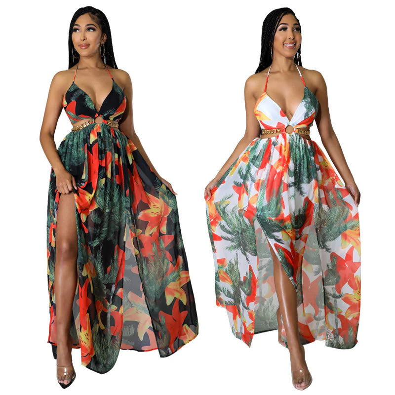 Floral Midi Suspender Dress