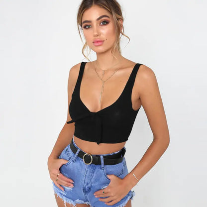Women's Crop Top with Bow Tie Design