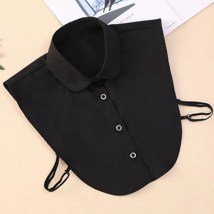 Vintage Solid Cotton Detachable Collar Blouse Top