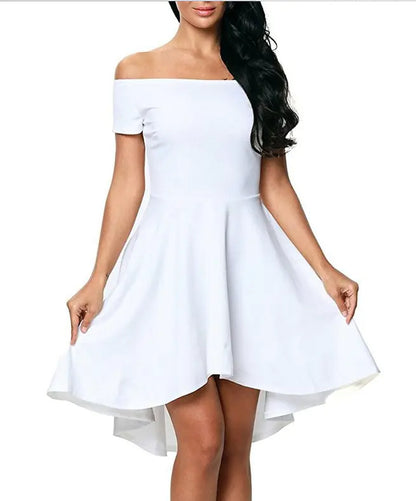 Women's One-Shoulder Short Sleeve Swing Dress