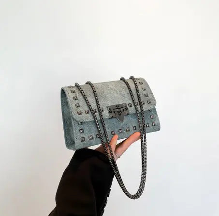 Studded Chain Bag, Tote and Shoulder Bag for Women