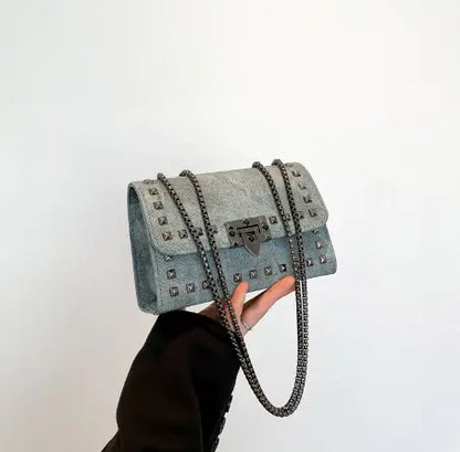 Studded Chain Bag, Tote and Shoulder Bag for Women