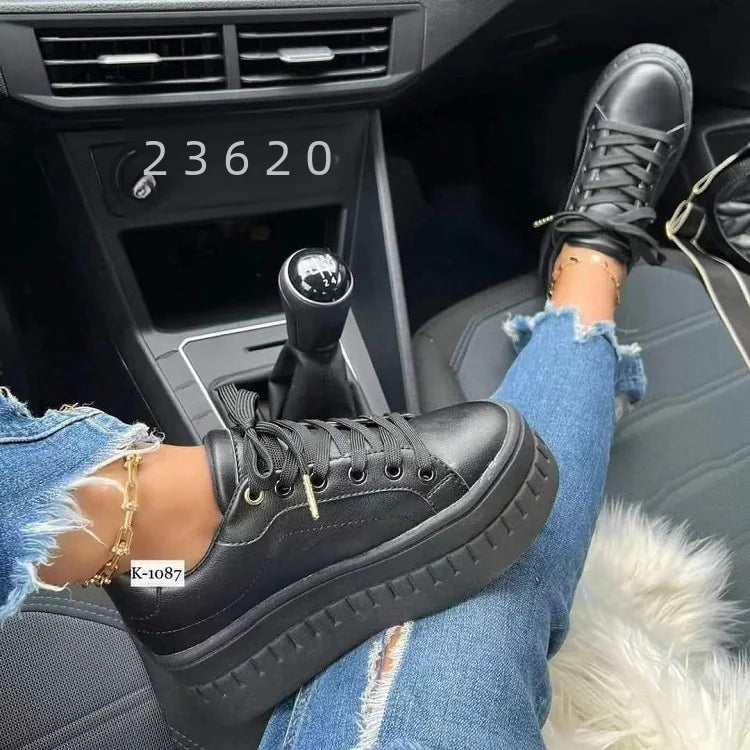 Trendy Platform Lace-Up Sneakers for Women (Casual)