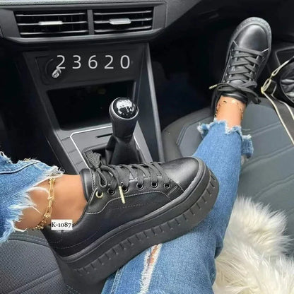 Trendy Platform Lace-Up Sneakers for Women (Casual)