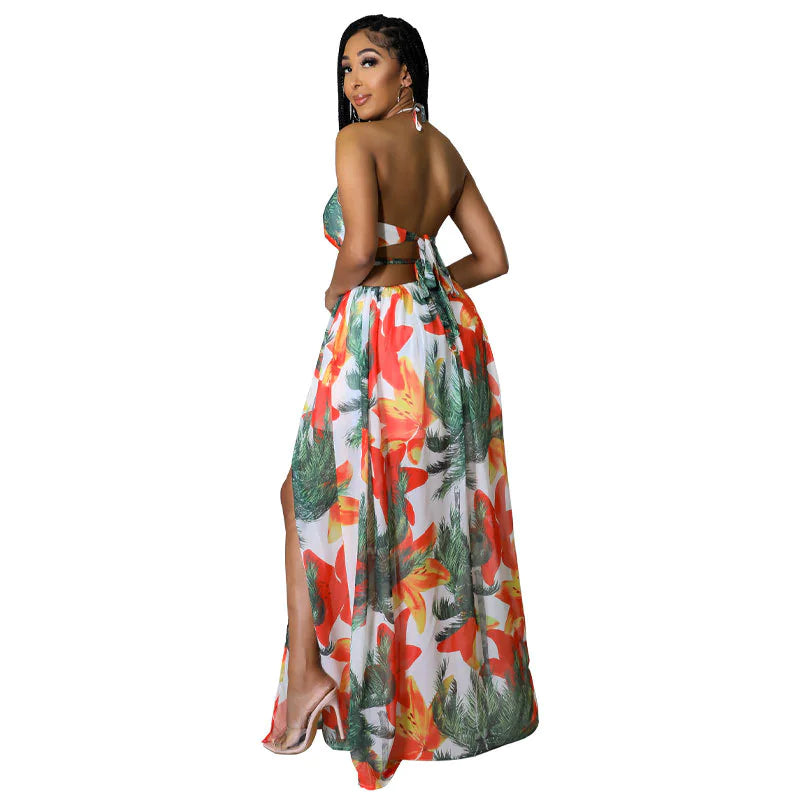 Floral Midi Suspender Dress