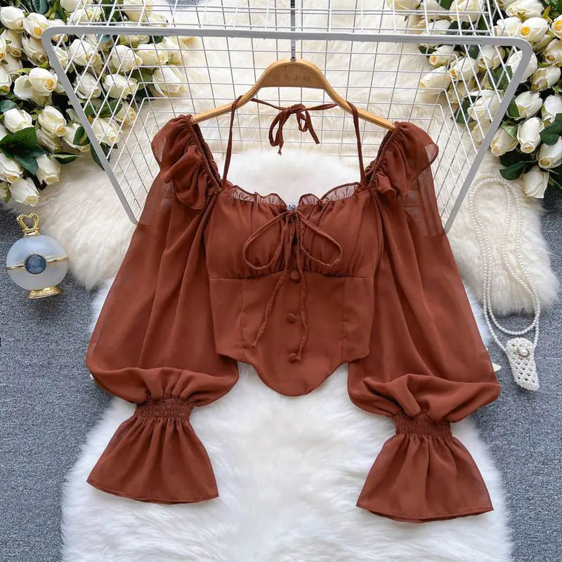 Aesthetic White Blouses for Women - Vintage Casual Tops