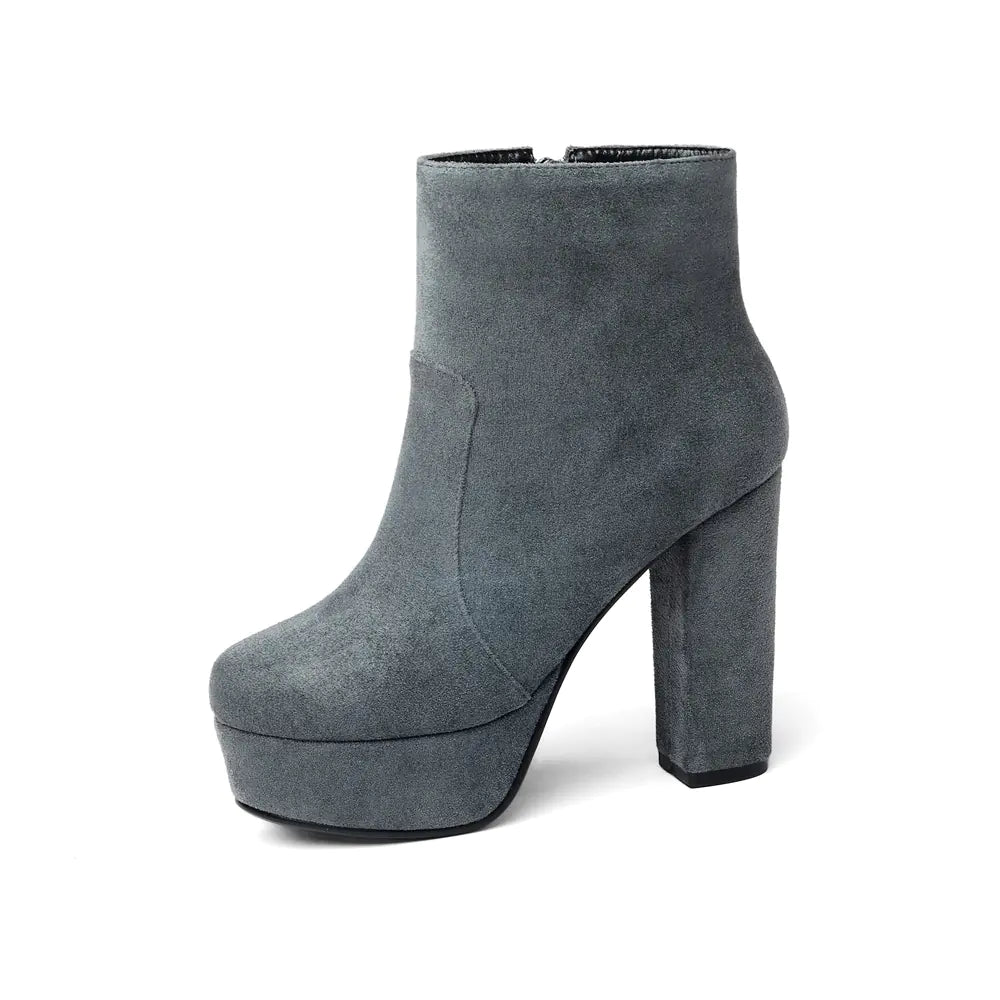 Shuitai Women's Martin Boots with Thick High Heels