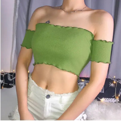 Green Mini Sleeveless Crop Top for Women