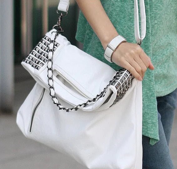Studded Chain Bag, Tote and Shoulder Bag for Women