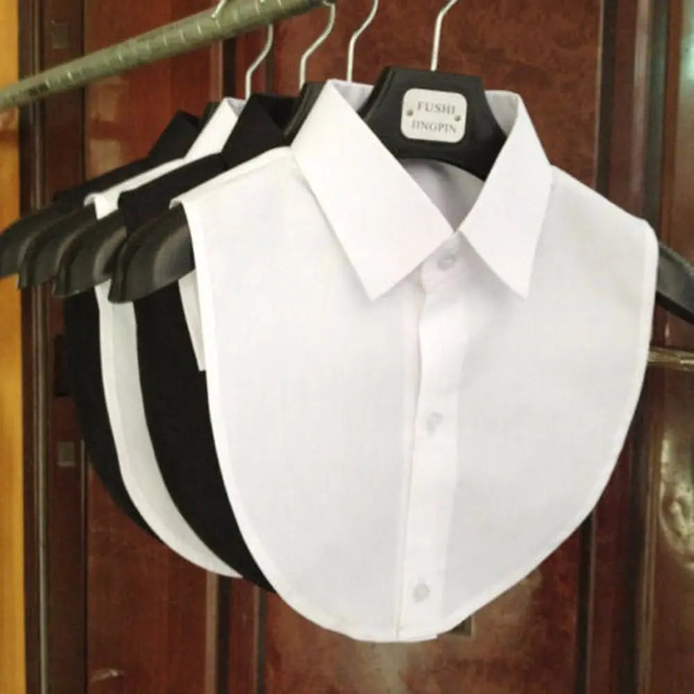 Vintage Solid Cotton Detachable Collar Blouse Top