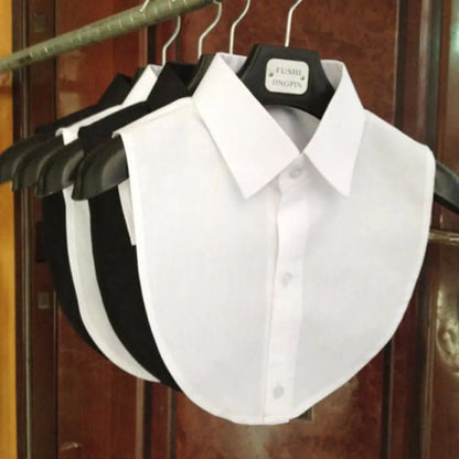 Vintage Solid Cotton Detachable Collar Blouse Top