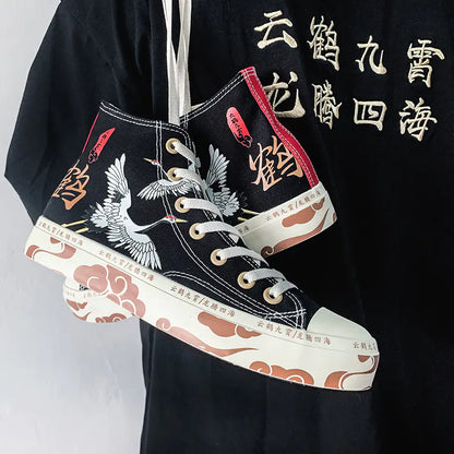 Chinese Style High-Top Canvas Sneakers for Women 35-40