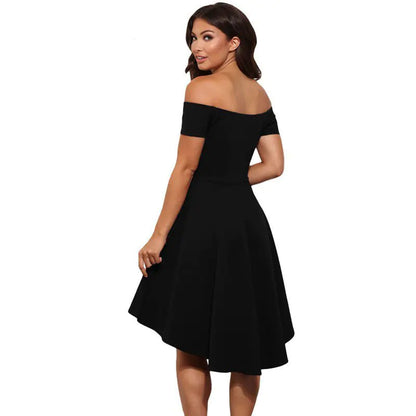 Women's One-Shoulder Short Sleeve Swing Dress