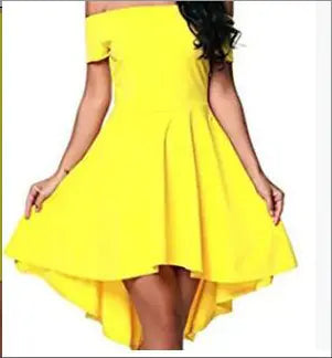 Women's One-Shoulder Short Sleeve Swing Dress