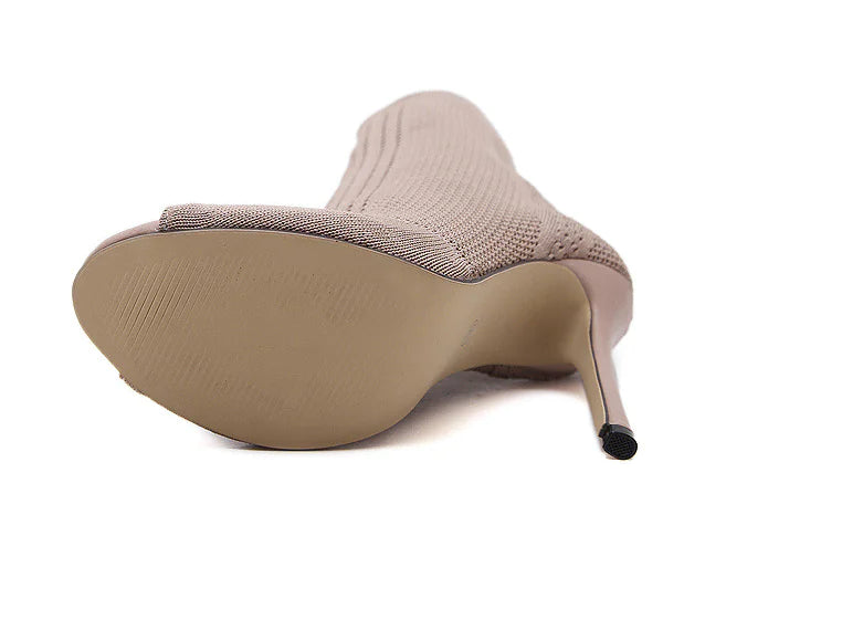 Knitted Open-Toe High Heels for Women, Fall Collection