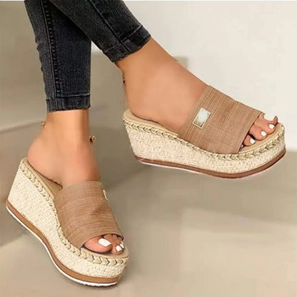 Dheva-C Platform Sandals Women Fashion Sandals Wedges Sandals Platform Casual Summer High Heels Open Toe Espadrilles Sandals Slip on Shoes Women (1-Coffee 9)