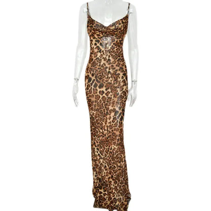Leopard Print Lace-Up Bodycon Dress for Women