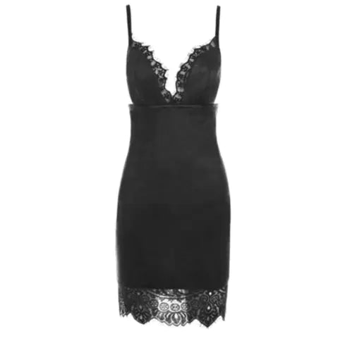 Backless Lace Leather Bodycon Dress