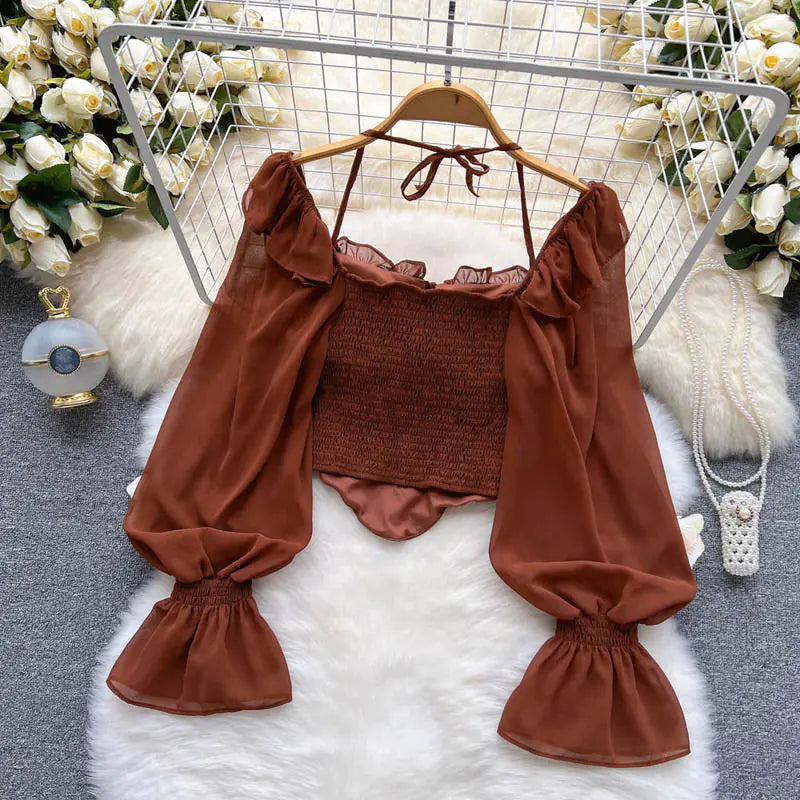 Aesthetic White Blouses for Women - Vintage Casual Tops