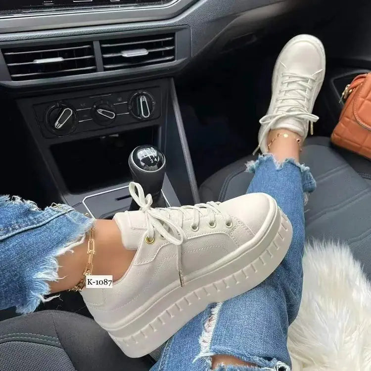 Trendy Platform Lace-Up Sneakers for Women (Casual)