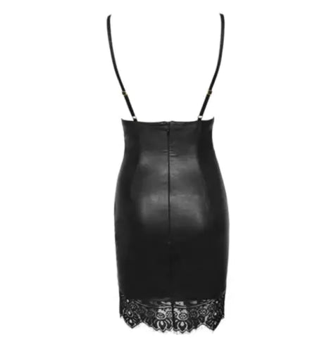 Backless Lace Leather Bodycon Dress