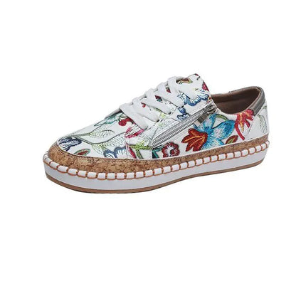 Elegant Floral Lace-up Women's Casual Sports Shoes