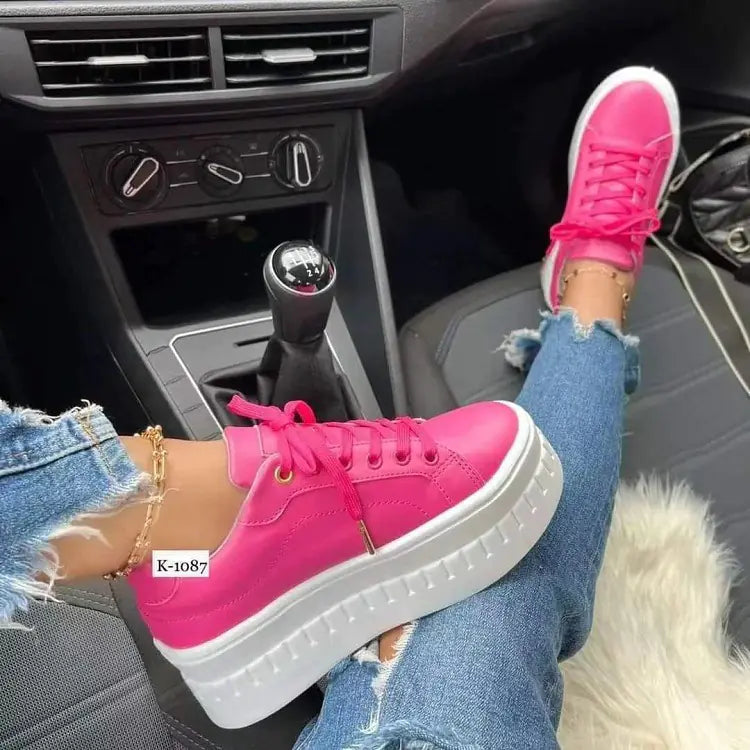Trendy Platform Lace-Up Sneakers for Women (Casual)
