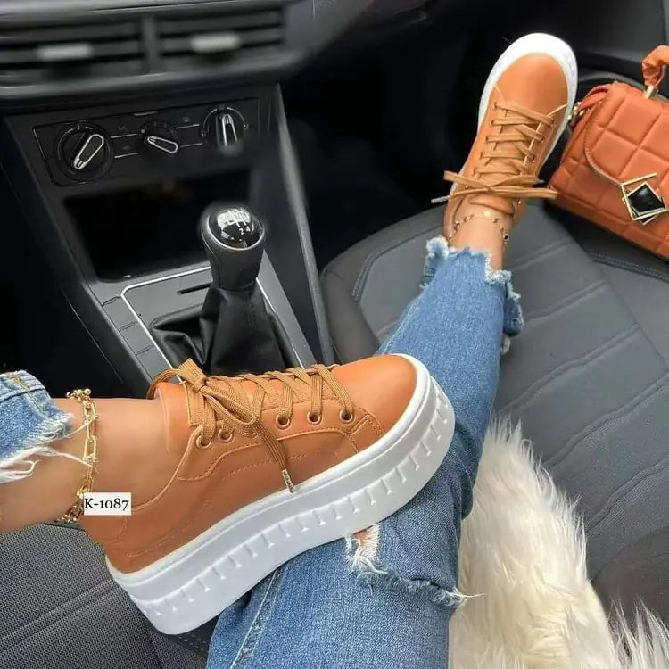 Trendy Platform Lace-Up Sneakers for Women (Casual)