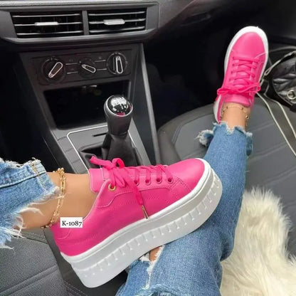 Trendy Platform Lace-Up Sneakers for Women (Casual)