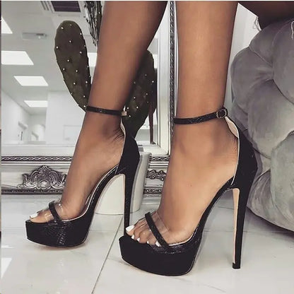Waterproof High Heels with Crocodile Pattern for Women