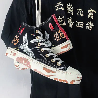Chinese Style High-Top Canvas Sneakers for Women 35-40