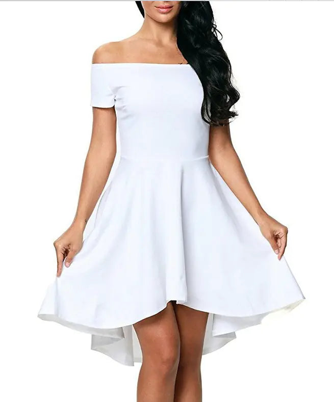 Women's One-Shoulder Short Sleeve Swing Dress