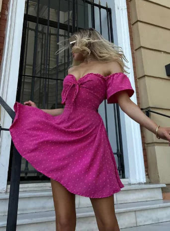 Off-Shoulder Lace Wrap Dress