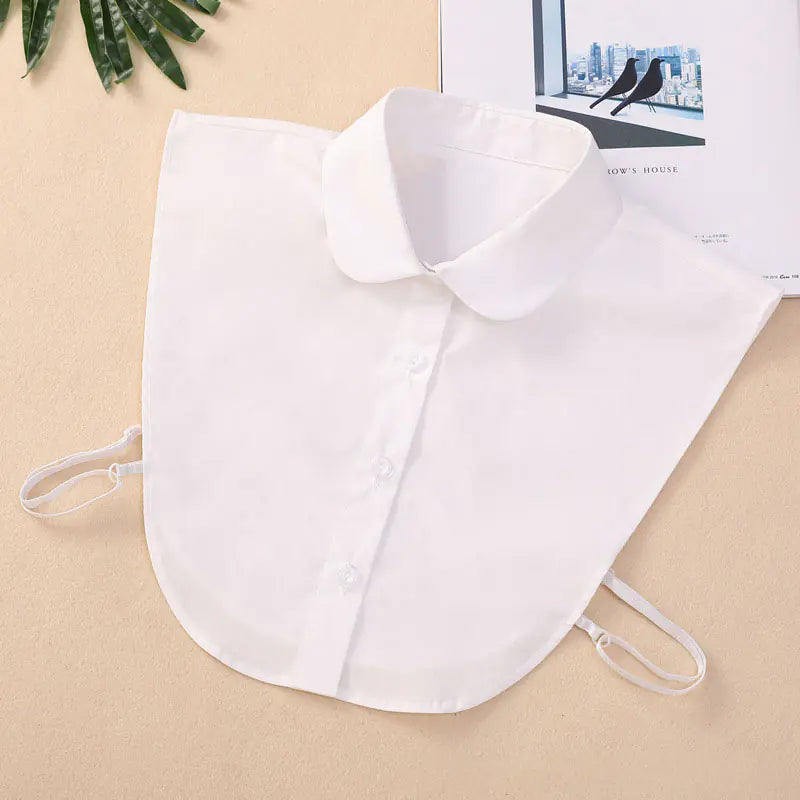 Vintage Solid Cotton Detachable Collar Blouse Top