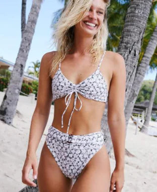 Floral Print Bikini Set with Tie Straps for Women