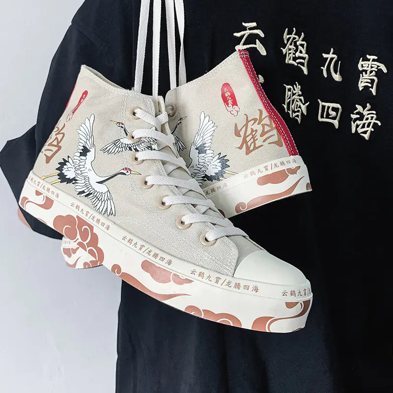 Chinese Style High-Top Canvas Sneakers for Women 35-40