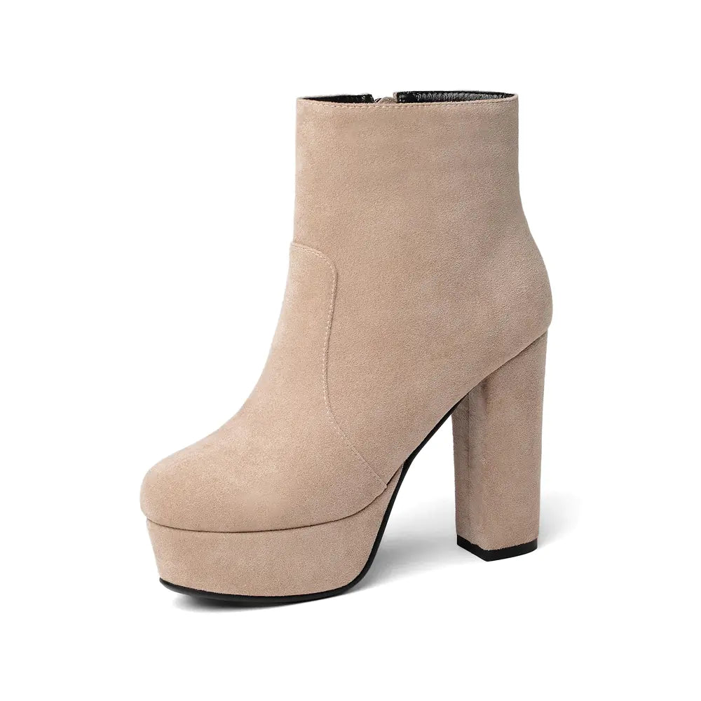 Shuitai Women's Martin Boots with Thick High Heels