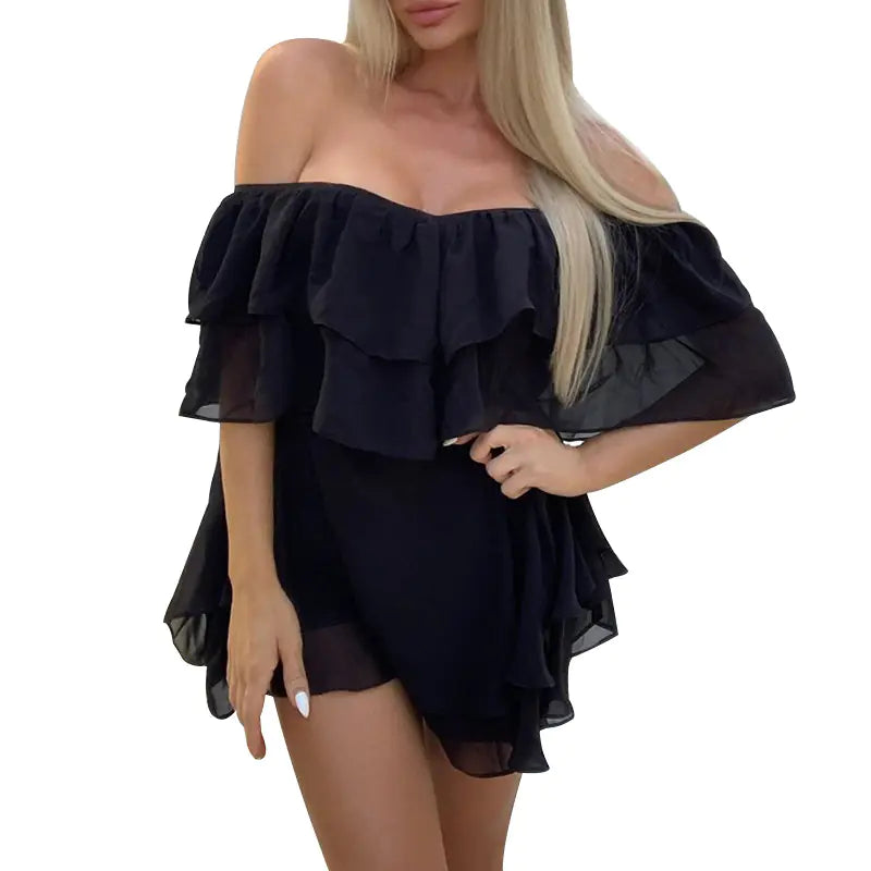 FC971 Summer 2023 Off-Shoulder Ruffle Mini Dress