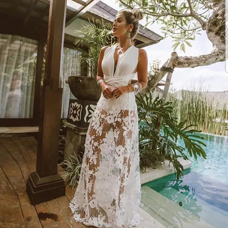 Lace Hollow Beach Dress - Long Lace Dress