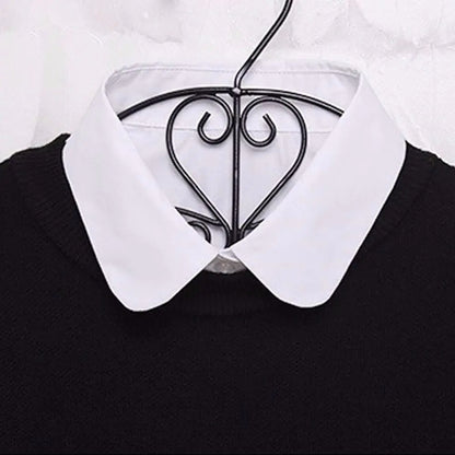 Vintage Solid Cotton Detachable Collar Blouse Top