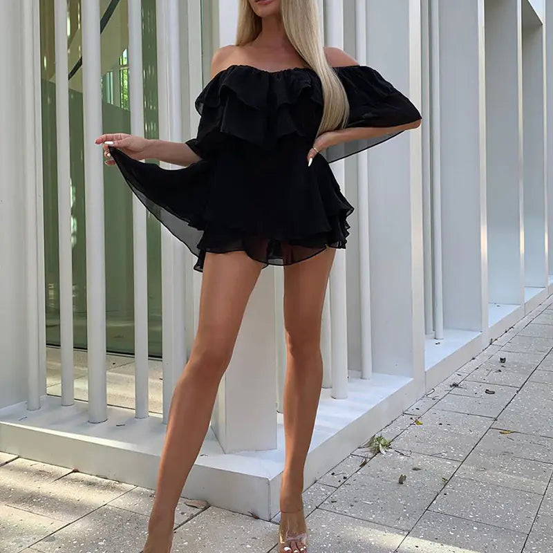 FC971 Summer 2023 Off-Shoulder Ruffle Mini Dress